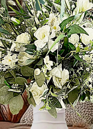 Faux Floral Arrangement White with Rose, Gypsophila, Peony Mill Lane  image 4