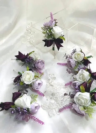 Silk Rose, lavender, lilac, plum bridal bouquet teardrop Bridal flowers Beaux Faux Flowers Shop