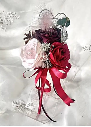 Artificial Wedding Flowers in Burgundy Red Cascading wintry Bridal Bouquet image 7