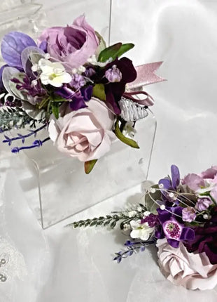 Silk Rose, lilacs bouquet purple, mauve, Ivory teardrop Bridal flowers image 1