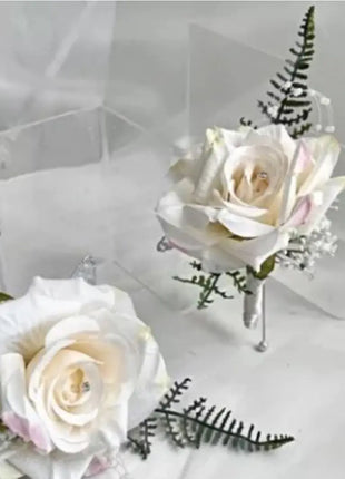 Bridal bouquet in white, Ivory, blush pink with peony, hydrangea, roses 13pc image 2