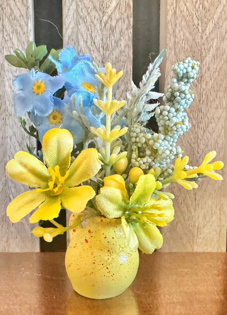 Flower fridge magnet gift wedding favour in yellow, blue | yellow pot image 1