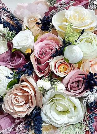 Silk Artificial Rose bouquet mauve, blush, navy, Ivory round  Bridal flowers image 7