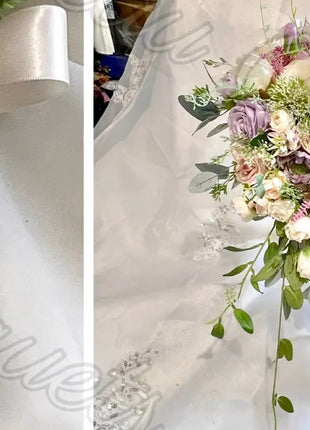 Silk Roses, hydrangea, Peony flowers -llac, pink, Ivory Teardrop Bridal Bouquet image 4