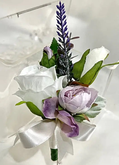 Silk Rose bouquet lavender, lilac Ivory round  Bridal flowers image 1