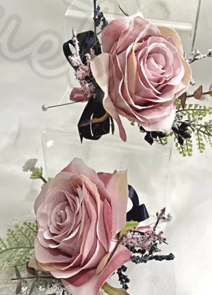 Silk Artificial Rose bouquet mauve, blush, navy, Ivory round  Bridal flowers image 2