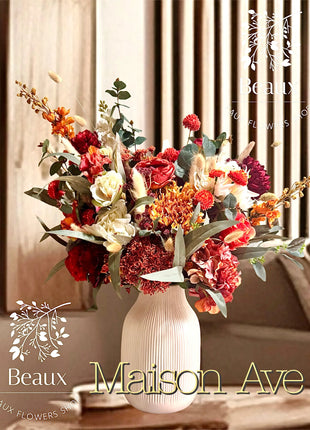 Floral Arrangement in Burgundy, Red, Orange Pampas, Rose Maison Avenue image 0