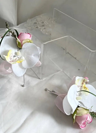 Teardrop Bridal Bouquet, Artificial Wedding Flowers  in cerise, pale Pink, ivory image 5