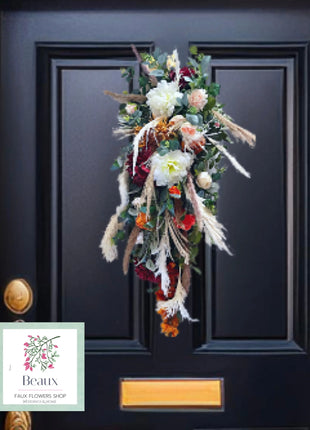 Summery Front Door wreath: hydrangea, gyp, astilbe thistles in plum lilac amber image 0