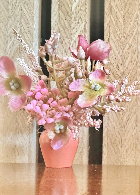 Faux Flower fridge magnet gift wedding favour in dusky pinks | terracotta pot image 1