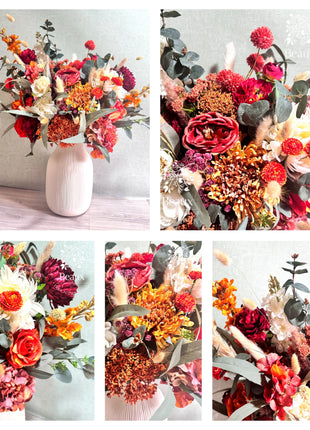 Floral Arrangement in Burgundy, Red, Orange Pampas, Rose Maison Avenue image 4