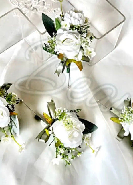 Artificial Roses, Peonies in White Ivory Teardrop Bridal Bouquet | Wedding Fl image 1