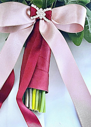 Scottish bridal bouquet, roses pheasant feather, dusky pink, burgundy image 5