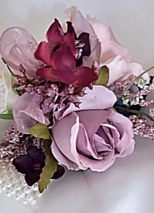 Silk Rose, pheasant feather Bride Bouquet Wedding Flowers | black, pink & Ivory image 2