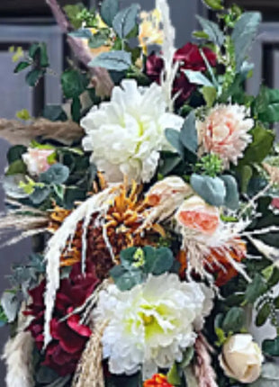 Summery Front Door wreath: hydrangea, gyp, astilbe thistles in plum lilac amber image 6