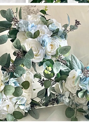 Artificial Wedding peony Flowers Bridal Bouquet in White, Ivory, Blue image 2