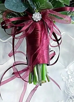 Brides Scottish Wedding cascade Bouquet Dusty Mauve, Burgundy Faux  Flowers image 10