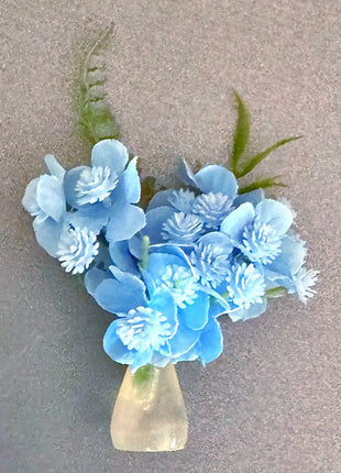 Flower fridge magnet gift  wedding favour in pale blue with frosted glass vase image 2