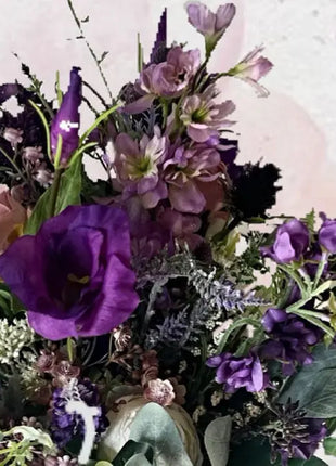 Faux Floral Arrangement with Purple Scottish Thistle, Lizzies, Grange Gardens  image 5