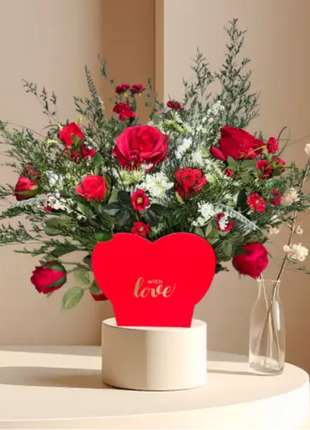 Valentines gift bouquet, proposal Bouquet Silk Floral Arrangement in red - Beaux Faux Flowers Shop