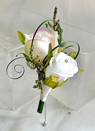 Bridal teardrop Bouquet, Artificial Wedding Flowers  in cerise ,blush pink, ivory, blue - Beaux Faux Flowers Shop