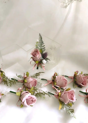 Bridal teardrop Bouquet, Artificial Wedding Flowers  in cerise ,blush pink, ivory, blue - Beaux Faux Flowers Shop