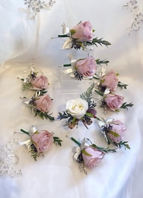 Silk Artificial cascading Rose bouquet, pink, burgundy, Ivory wedding flowers package Beaux Faux Flowers Shop