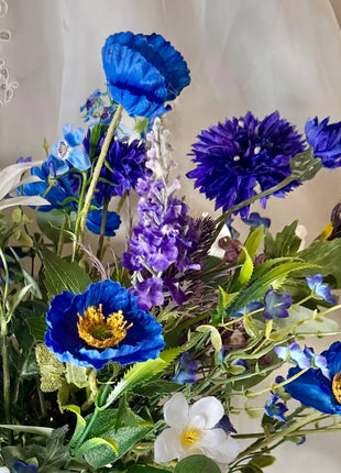 Scottish wildflowers, thistle  Bridal Bouquet Wedding Flowers blues purples