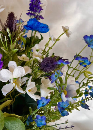 Scottish wildflowers, thistle  Bridal Bouquet Wedding Flowers blues purples