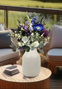 Faux Floral Arrangement in Purple Scottish Thistle, Heather Vase Decor Beaux Faux Flower Shop