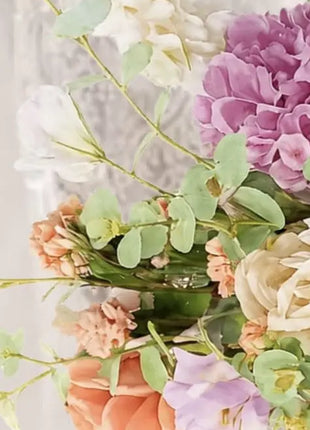 Silk large Bridal spray Bouquet Roses, Peony in sorbets, peach ivory and lilac Beaux Faux Flowers Shop