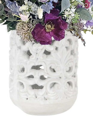 Cement Lantern Planter in Pale Grey Cement 26cm , Fleur Lantern Home Decor Beaux Faux Flowers Shop
