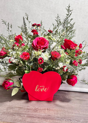Valentines gift bouquet, proposal Bouquet Silk Floral Arrangement in red - Beaux Faux Flowers Shop