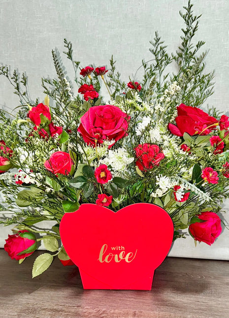 Valentines gift bouquet, proposal Bouquet Silk Floral Arrangement in red - Beaux Faux Flowers Shop