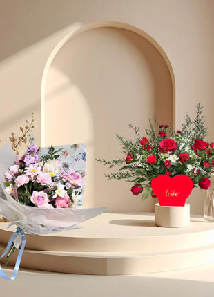 Valentines gift bouquet, proposal Bouquet Silk Floral Arrangement in red - Beaux Faux Flowers Shop