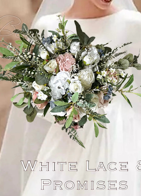 Silk Rose,  astilbe round Bridal Bouquet Wedding Flowers in dusky pink  Ivory image 0