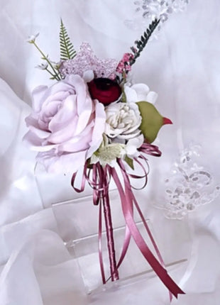 Cascading silk rose Bridal Bouquet, Artificial Flowers in Burgundy, Blush, Ivory image 1