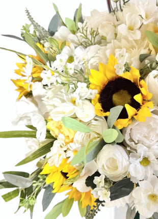 sunflower Artificial  Silk bouquet  - Ivory yellow round  Bridal flowers image 3
