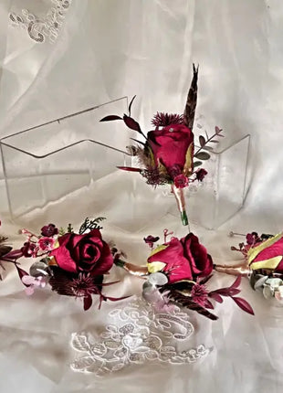 Bridal spray Bouquet Artificial rose  Wedding Flowers Red , Pink, ivory image 6