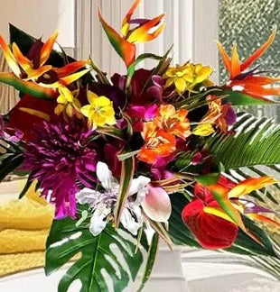 Faux Floral Arrangement in Orange, Pink Bird of Paradise, Hacienda Hil image 4