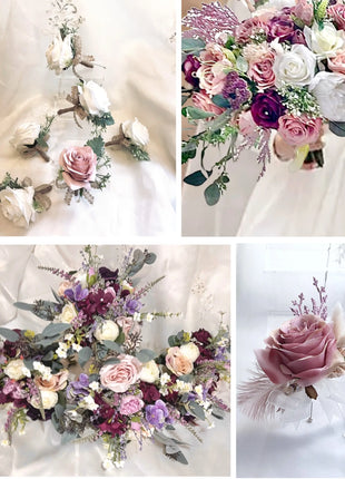 Best bridal bouquet in blush |  lilac  | ivory with peony & rose package 13pc image 0