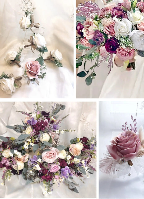 Best bridal bouquet in blush |  lilac  | ivory with peony & rose package 13pc image 0