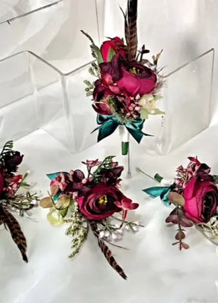 Teardrop Bridal Bouquet - Artificial Wedding Flowers Burgundy, Pink & ivory image 5