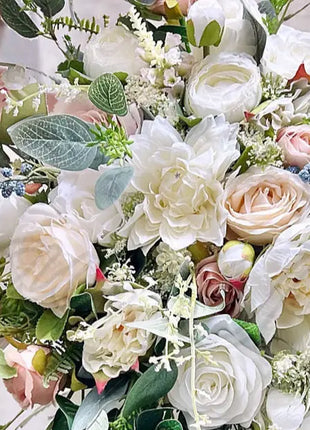 Wedding flowers in white|, blush, blue silk rose peony Cascading bride bouquet image 9