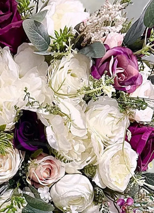 Silk Scottish thistle rose bridal flowers ivory, Burgundy, Blush Roses image 2