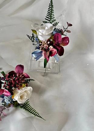 Brides Scottish Wedding cascade Bouquet Dusty Mauve, Burgundy Faux  Flowers image 2