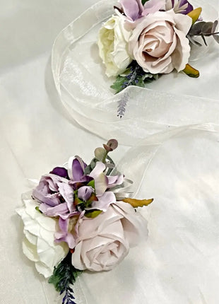 Silk Rose bouquet lavender, lilac Ivory round  Bridal flowers image 3