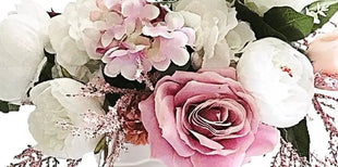 Silk Floral Arrangement in Blush Pink Peony, Mauve Rose | Palace Way home decor image 2