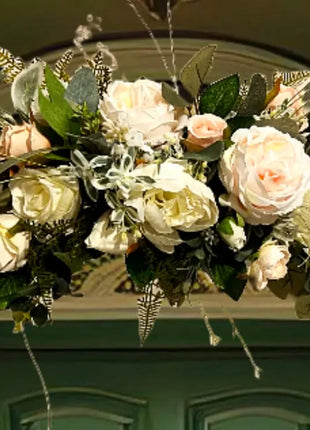 Front Door Luxe: Crescent silk Roses , Peonies in Breathtaking Whites,  Cream image 6