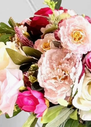 Faux Floral Arrangement  in Pink Ivory Rose, Sweet Pea, Peony , Country Creek image 5